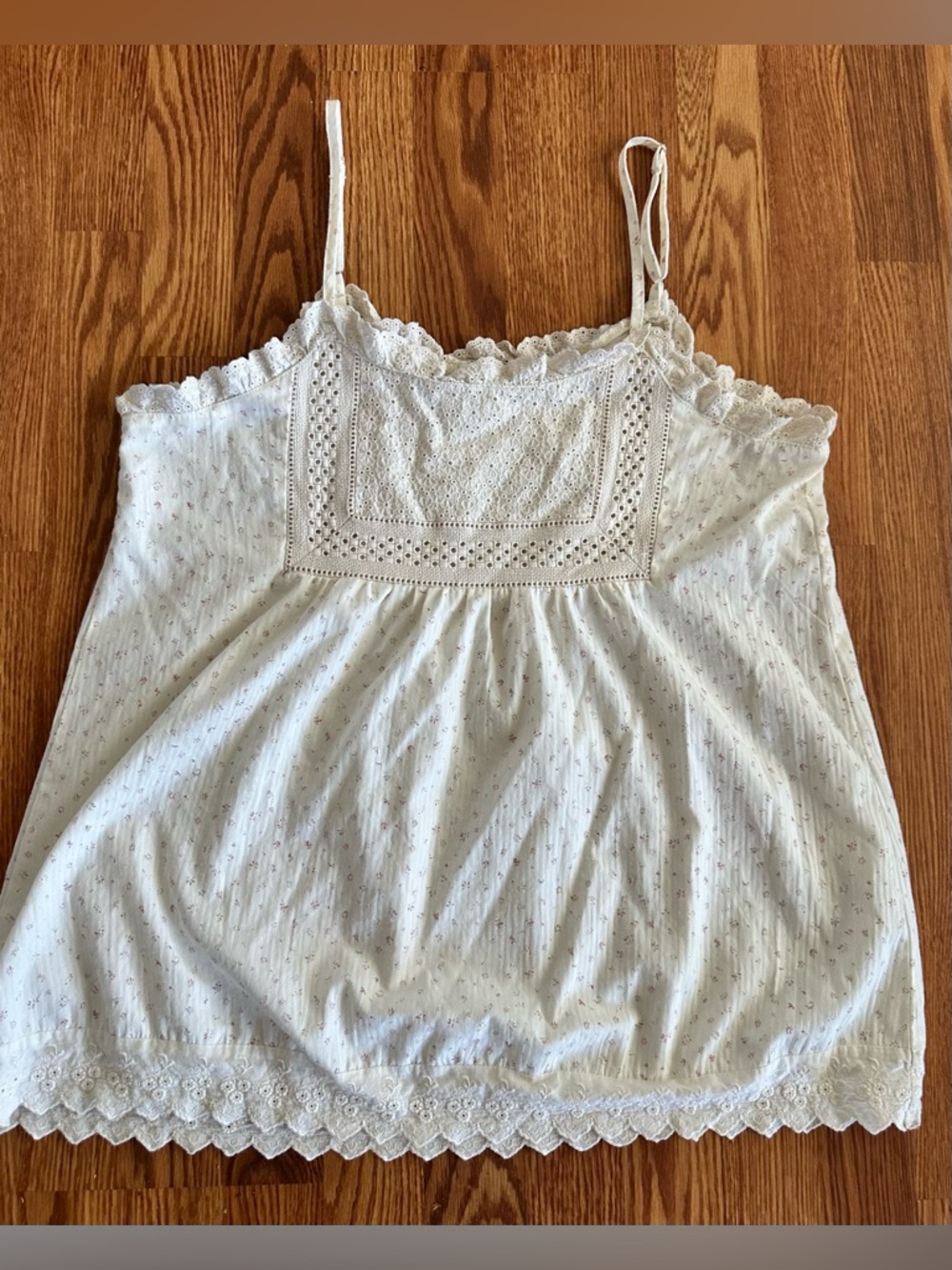 White Lace-Trim Eyelet Cami Tank Top